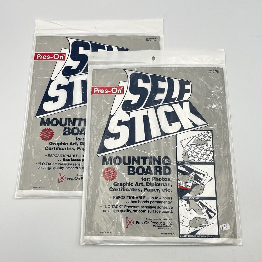 Vintage Pres-On Self Stick‎ Mounting Board 8"x10" Set of 2 Brand New 1994